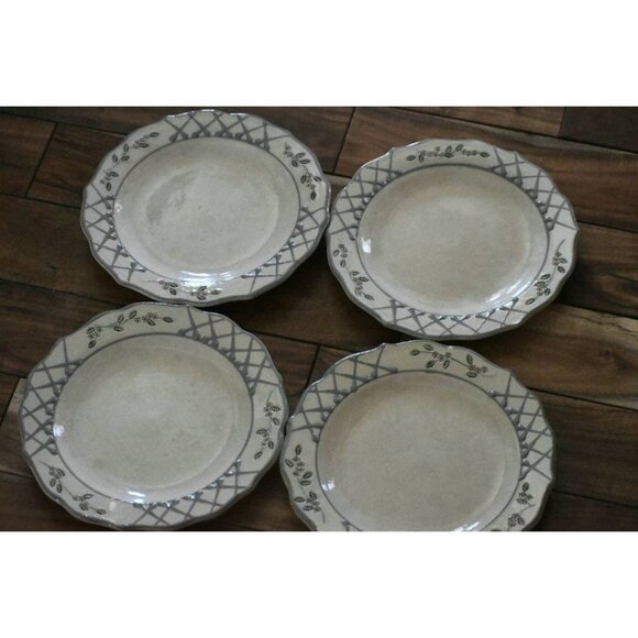 MPM Mick Morgan‎ Studio Pottery salad plates Glazed Stoneware Tan purple - Picture 4 of 9